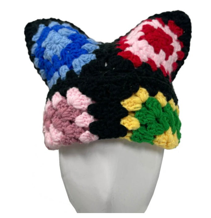 Multi Color Crochet Cat Hat