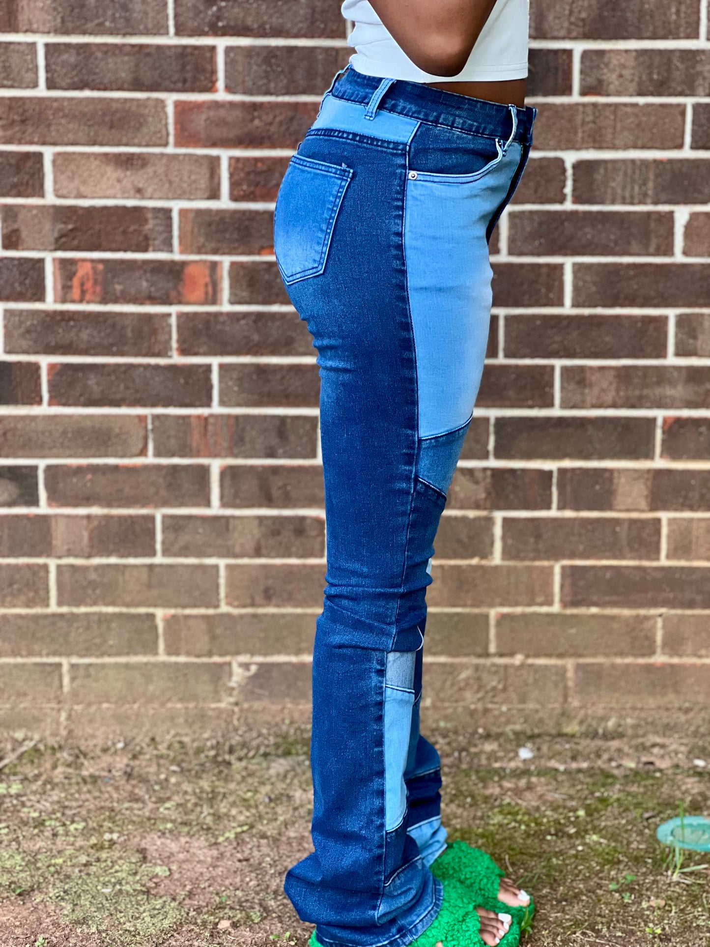 Patchwork Stacked Jeans