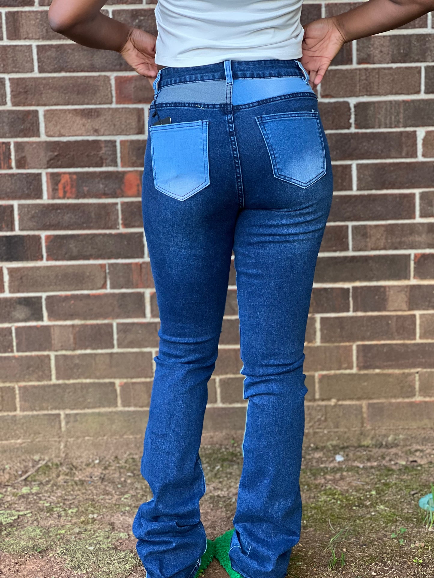 Patchwork Stacked Jeans