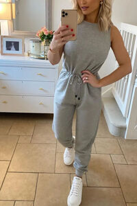 Grey Racer Detailed Jumpsuit